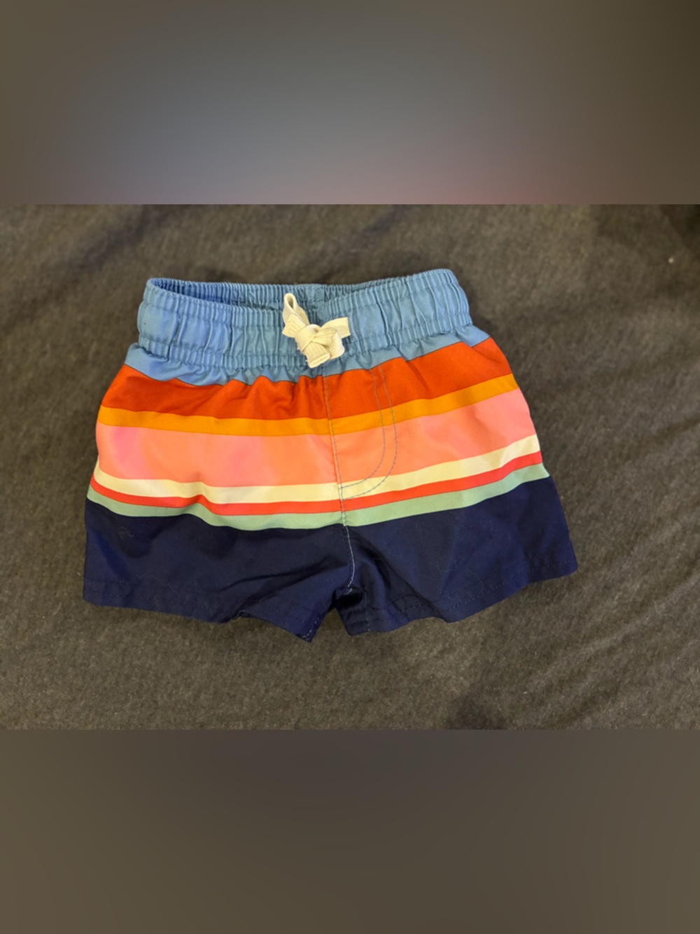Cat & Jack Navy Swim Shorts with Multicolor Stripes
